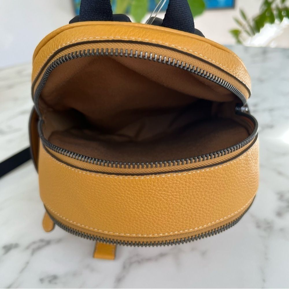 NWT COACH Mini Court Backpack Buttercup Yellow Pebble Leather - Picture 13 of 14